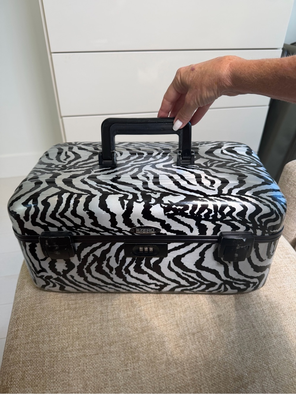 Vintage Zero Halliburton Zebra Print Vanity/Train Case